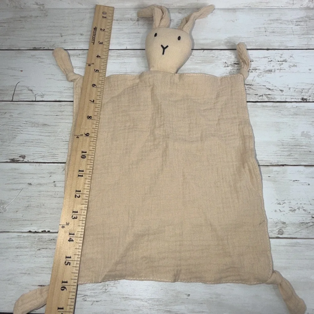 Soft Cotton Muslin Bunny Rabbit Lovey  Embroidered Eyes Security
